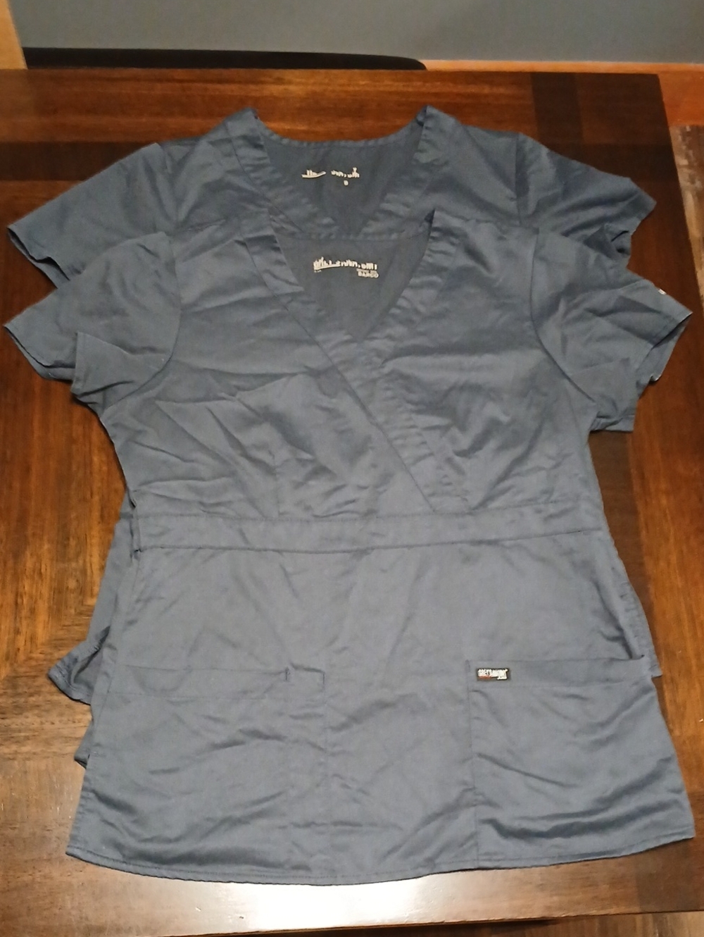 Set Of 2 Grey's Anatomy Women's Gray/Blue V-Neck Scrub Tops
